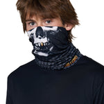 Male model wearing the Skeleton Neck Gaiter, with the gaiter pulled up to cover his nose and neck.