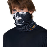 Male model wearing the Skeleton Neck Gaiter, with the gaiter pulled up to cover his nose and neck.