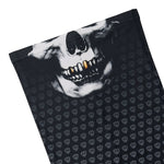 Flat lay of the neck gaiter featuring a Half Skeleton graphic, designed to align with the face when worn for a realistic skull illusion