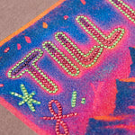 Back graphic of Ski Till I Die hoodie in Shiitake with rhinestones and mountain scene, Winter 2025