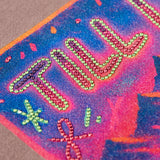 Back graphic of Ski Till I Die hoodie in Shiitake with rhinestones and mountain scene, Winter 2025