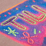 Back graphic of Ski Till I Die hoodie in Shiitake with rhinestones and mountain scene, Winter 2025