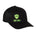 Front view of a black classic trucker hat, featuring a green embroidered Till I Die logo with double black diamonds and a green shield on the lower right front panel on a white background.