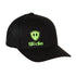 Front view of a black classic trucker hat, featuring a green embroidered Till I Die logo with double black diamonds and a green shield on the lower right front panel on a white background.