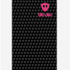 Front view of a neck gaiter on a white background, featuring a grey double diamond shield pattern on a black base, with a hot pink Till I Die logo on the wearer’s upper left.