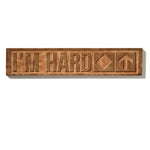 The “I’m Hard” ski trail sign shown on a white background, featuring natural cherry wood with visible grain. The design includes a single black diamonds and an upward-pointing arrow.